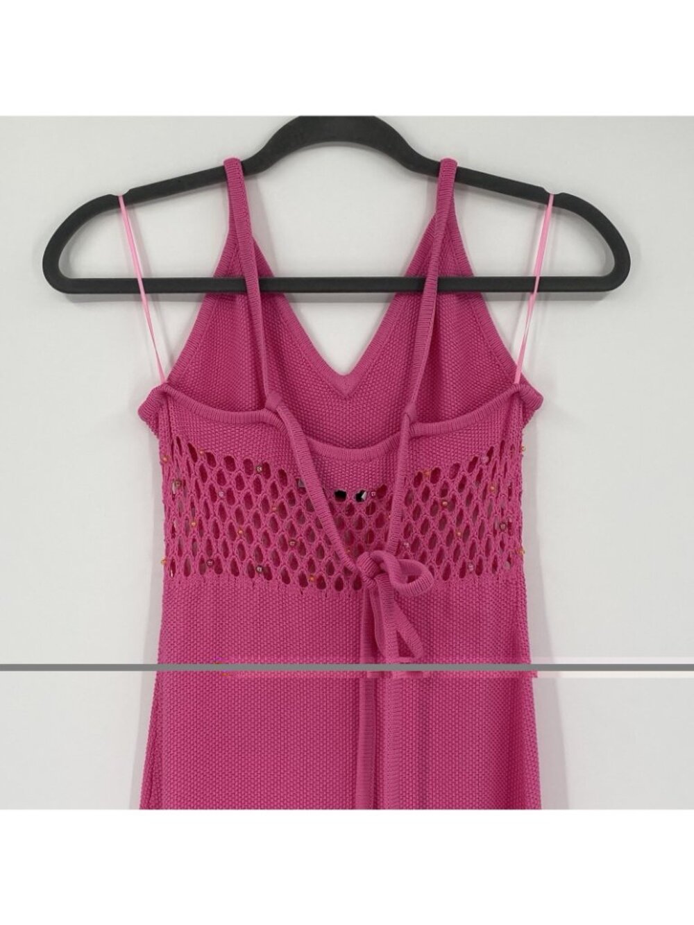 The Wolf Gang Size M Perla Knit Maxi Dress Pink Beaded NEW - Picture 15 of 16
